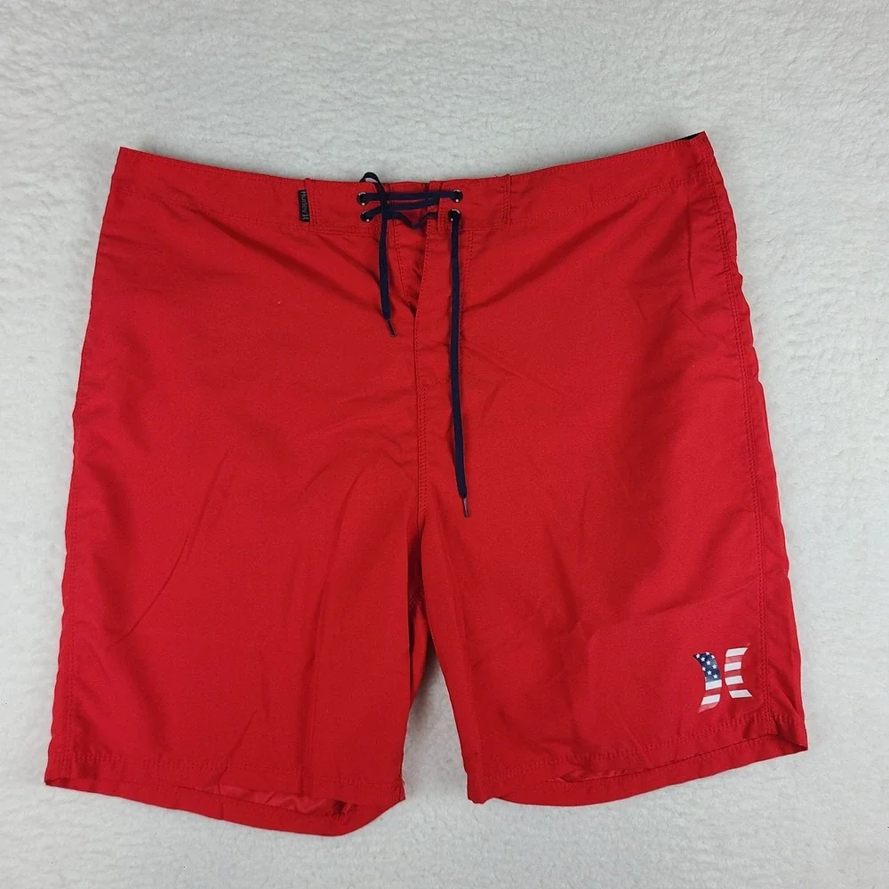 Hurley Board Shorts Mens 38 Red Solid 9